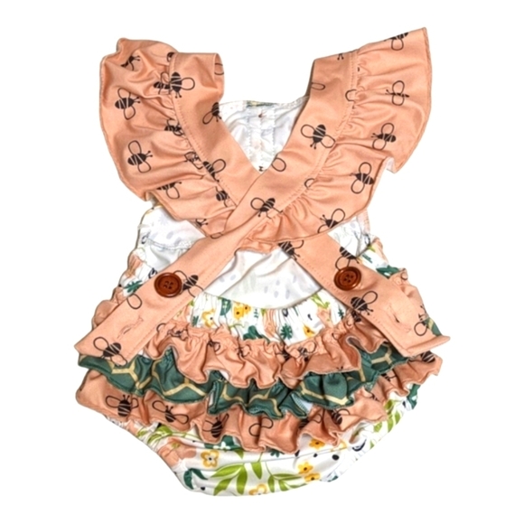 Wellie Kate Halter Romper Ruffle Floral Baby Girls 6-12 Months - Picture 2 of 6